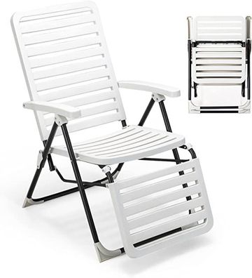 Sonnenliege, klappbarer Liegestuhl mit 7-Fach Verstellbarer Rückenlehne, Relaxliege