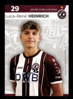 Luca Rene Heinrich Autogrammkarte Dynamo Berlin 2022-23 Original Signiert