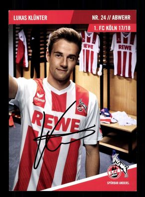 Lukas Klünter Autogrammkarte 1 FC Köln 2017-18 Original Signiert