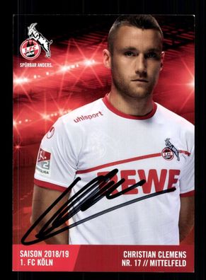 Christian Clemens Autogrammkarte 1 FC Köln 2018-19 Original Signiert