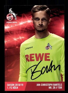 Jan Christoph Bartels Autogrammkarte 1 FC Köln 2018-19 Original Signiert