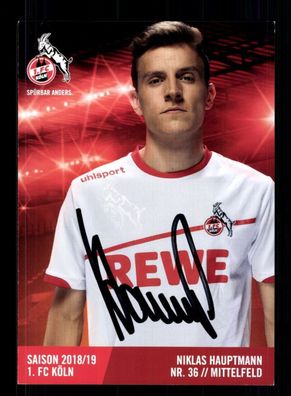 Niklas Hauptmann Autogrammkarte 1 FC Köln 2018-19 Original Signiert