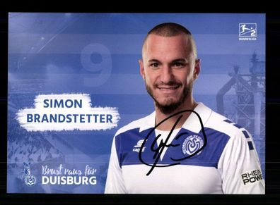 Simon Brandstetter Autogrammkarte MSV Duisburg 2017-18 Original Signiert