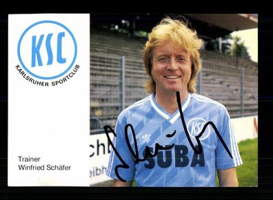 Winfried Schäfer Autogrammkarte Karlsruher SC 1987-88 Original Signiert + 2