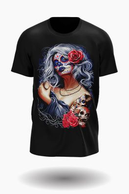 Wild Glow in the Dark Dark princess mit mit red roses und totenkopf tattoo style ...