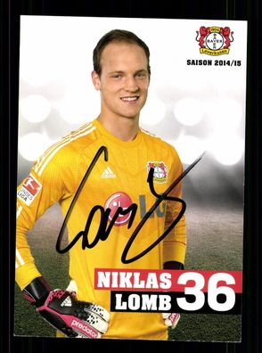 Niklas Lomb Autogrammkarte Bayer Leverkusen 2014-15 Original Signiert