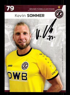 Kevin Sommer Autogrammkarte Dynamo Berlin 2022-23 Original Signiert