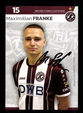 Maximilian Franke Autogrammkarte Dynamo Berlin 2022-23 Original Signiert