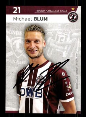 Michael Blum Autogrammkarte Dynamo Berlin 2022-23 Original Signiert