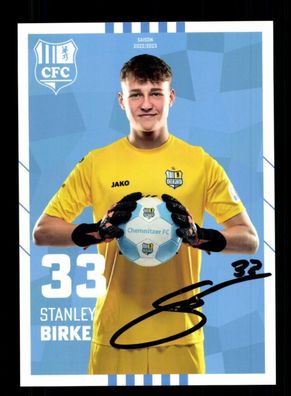 Stanley Birke Autogrammkarte Chemnitzer FC 2022-23 Original Signiert