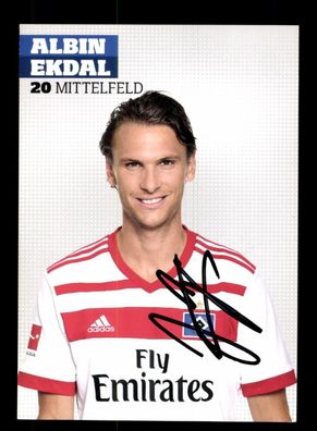 Albin Ekdal Autogrammkarte Hamburger 2017-18 Original Signiert