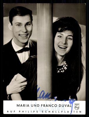 Maria und Franco Duval Gross Autogrammkarte 60er Jahre Original ## BC G 38742