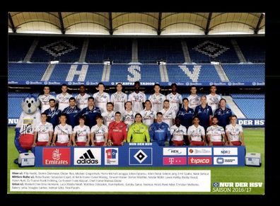Original Mannschaftskarte Hamburger SV 2016-17 ohne Unterschrift