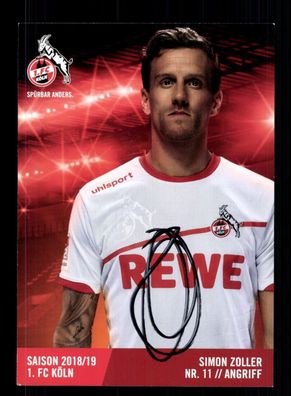 Simon Zoller Autogrammkarte 1 FC Köln 2018-19 Original Signiert
