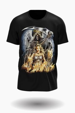 Wild Glow in the Dark soul reaper mith beautiful lady T-shirt Design
