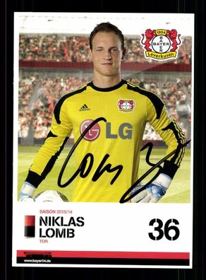 Niklas Lomb Autogrammkarte Bayer Leverkusen 2013-14 2. Karte Original Sign.