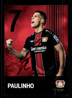 Paulinho Autogrammkarte Bayer Leverkusen 2018-19 Original Signiert