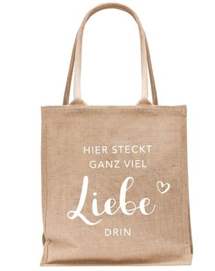 Eulenschnitt Jute Shopper "LIEBE" Markt Tasche Spruch Henkel Strand Öko natur ?