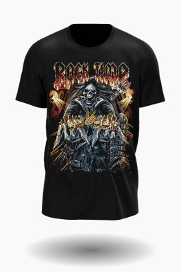 Wild Glow in the Dark totenkopf rockstar "Rock Time" T-shirt Design