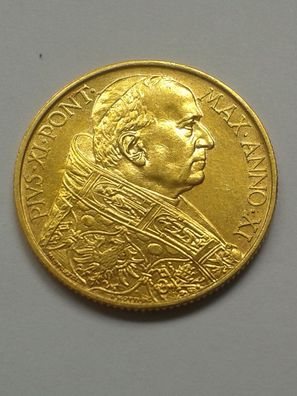 100 Lire 1932 Vatikan Gold Papst Pius XI. Seltener Jahrgang bfr-st