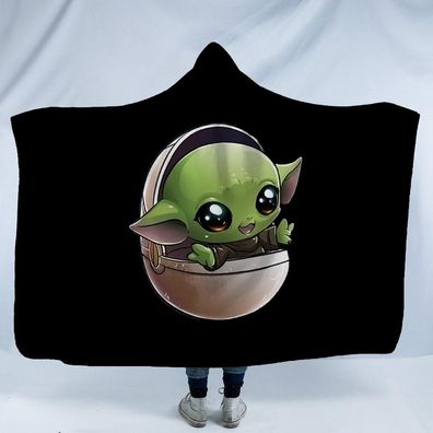 Star War Grogu Decke Flanell Fleece Blanket Yoda Cosplay Kapuzen Umhang Nap Quilt