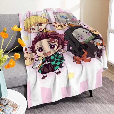 Demon Slayer Flannel Fleece Blanket Tanjirou Nezuko Air Conditioner Decke Sofa Quilt