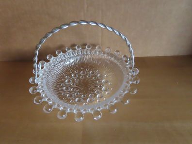 Schale kleine Glasschale Bonbonschale klar am Rand kleine Kugeln/ ca. 3,5 cm H