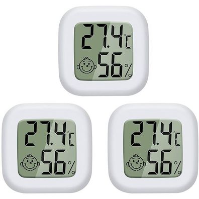 3pcs Hygrometer Mini LCD Digital Thermometer Babyzimmer Wohnzimmer Büro Kühlschrank I