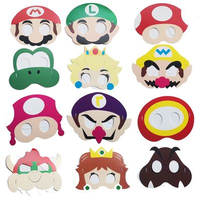 Super Mario Bros. Papier Maske Kinder Partyzubehör Deko Geburtstag Foto Requisiten