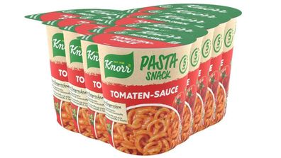 Knorr Pasta Snack Tomaten-Sauce Instant Nudeln Pasta Snack 8er Pack 8 x 69 g