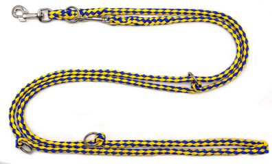 Hundeleine Doppelleine blau-gelb 2m 2,40m 2,80m 3,50m 5,00m 3-5fach verstellbar