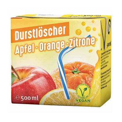 Durstlöscher Apfel Orange Zitrone Fruchtsafterfrischunggetränk 500ml