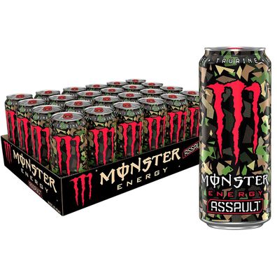 Monster Assault Erfrischungsgetränk mit Taurin Guarana 500ml 24er Pack