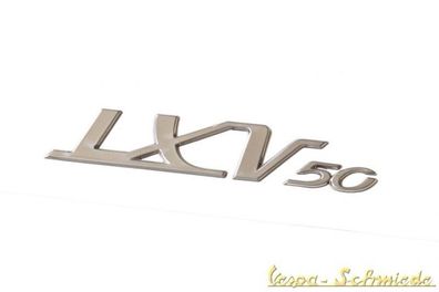 VESPA Schriftzug "LXV 50" - Zum Kleben / Seitenhaube - 50cm³ Chrom Seite Emblem