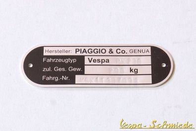 VESPA Typenschild inkl. Beschriftung - Rund - V50 PV PK PX Sprint Rally Piaggio