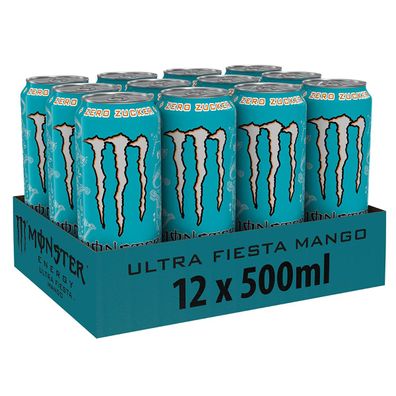 Monster Energy Ultra Fiesta mit exotischer Mango Zero 500ml 12er Pack