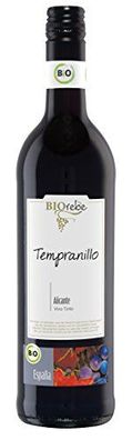 BIOrebe Tempranillo Rotwein mit fruchtigem Bouquet Spanien 750ml