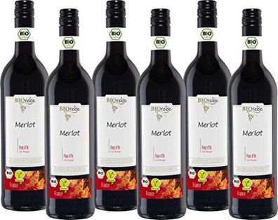 BIOrebe Merlot IGP Frankreich Rotwein trocken fruchtig 4500ml, 6er Pack