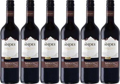 Andes Merlot Qualitätswein trockener Rotwein aus Chile 4500ml, 6er Pack