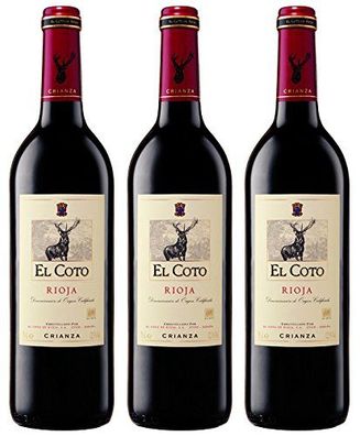 El Coto Crianza Rioja trockener und fruchtiger Rotwein 750ml 3er Pack