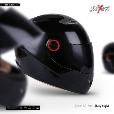 SOXON ST-666 Shiny Night - Integralhelm Motorrad-helm ROLLER Scooter Schwarz XS-XL