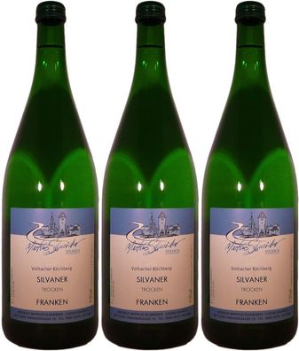 Volkach Kirchberg Silvaner saftig trocken fruchtig 1000ml 3er Pack