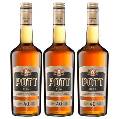 Pott Rum echter Übersee Rum höchste qualität und Reife 700ml 3er Pack