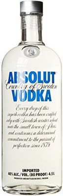 Absolut Vodka schmeckt vollmundig und komplex fein mild 4500ml