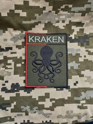Patch "Kraken" Olive mit Klett ukrainische Armee Aufnäher Abzeichen Veteran BW ZSU