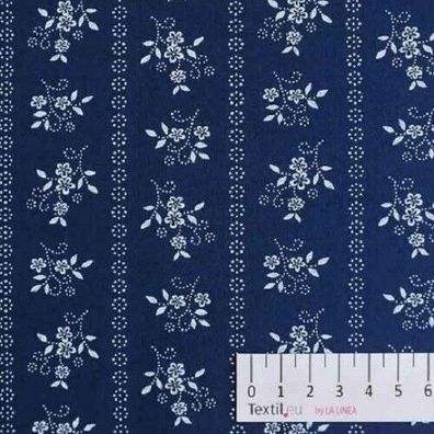 Baumwollgewebe Blaudruck ! Blumen/ Streifen,150 cm breit, Meterware, ab 0,5 m