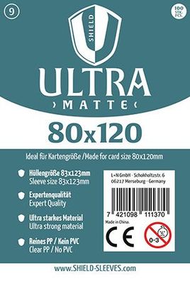 Shield Ultra Matte 9 - 100 Super Sleeves für Kartengröße 80 x 120 mm