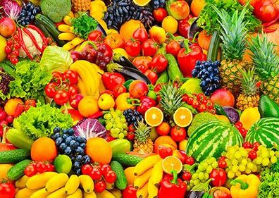 Bunte Frucht- und Gemüsemischung
