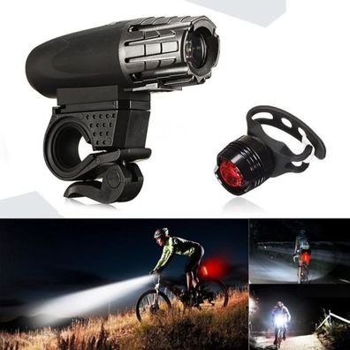 USB wiederaufladbare LED Fahrradlampe Fahrradscheinwerfer + Rücklicht Set