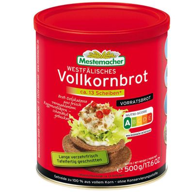 Mestemacher Westfälisches Vollkornbrot Vorratsbrot in der Dose 500g